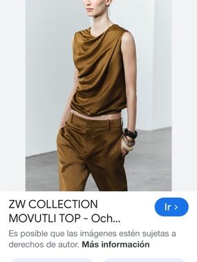 Zara Ochre Draped Sleeveless Top and Trousers Set
